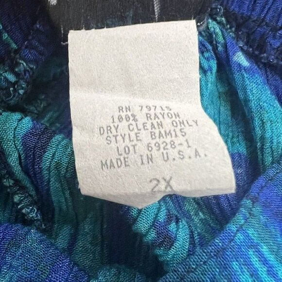 Michael Taylor Vintage Women Plus Size 2X Blue Abstract Boho Midi Skirt Peasant - Picture 8 of 12